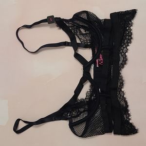 NWT La Senza Black Mesh Underwire Quarter Cup Bra Sz Small